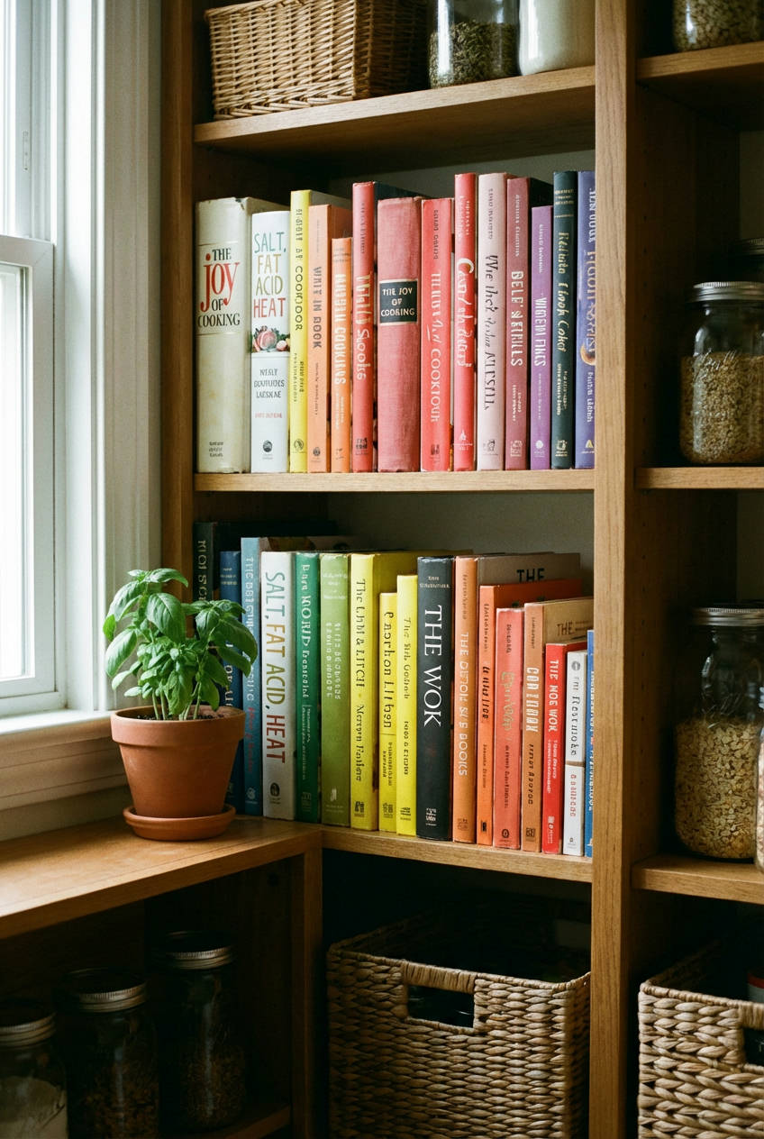 Artful-Arrangement-of-Cookbooks 1