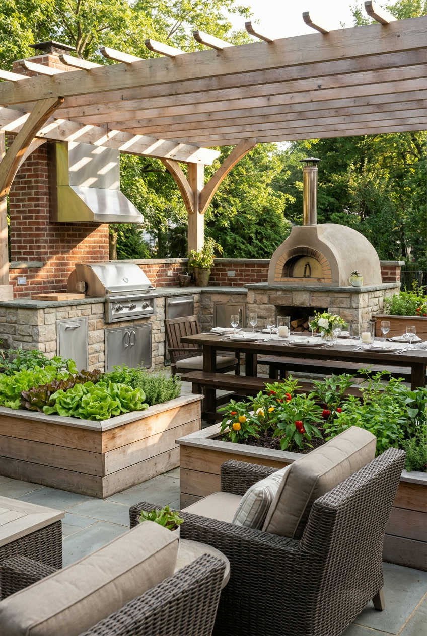 Outdoor Kitchens with Integrated Gardens 2