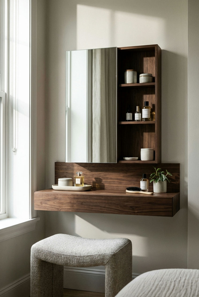 Floating-Shelf-with-Mirrored-Cabinet-Vanity-1
