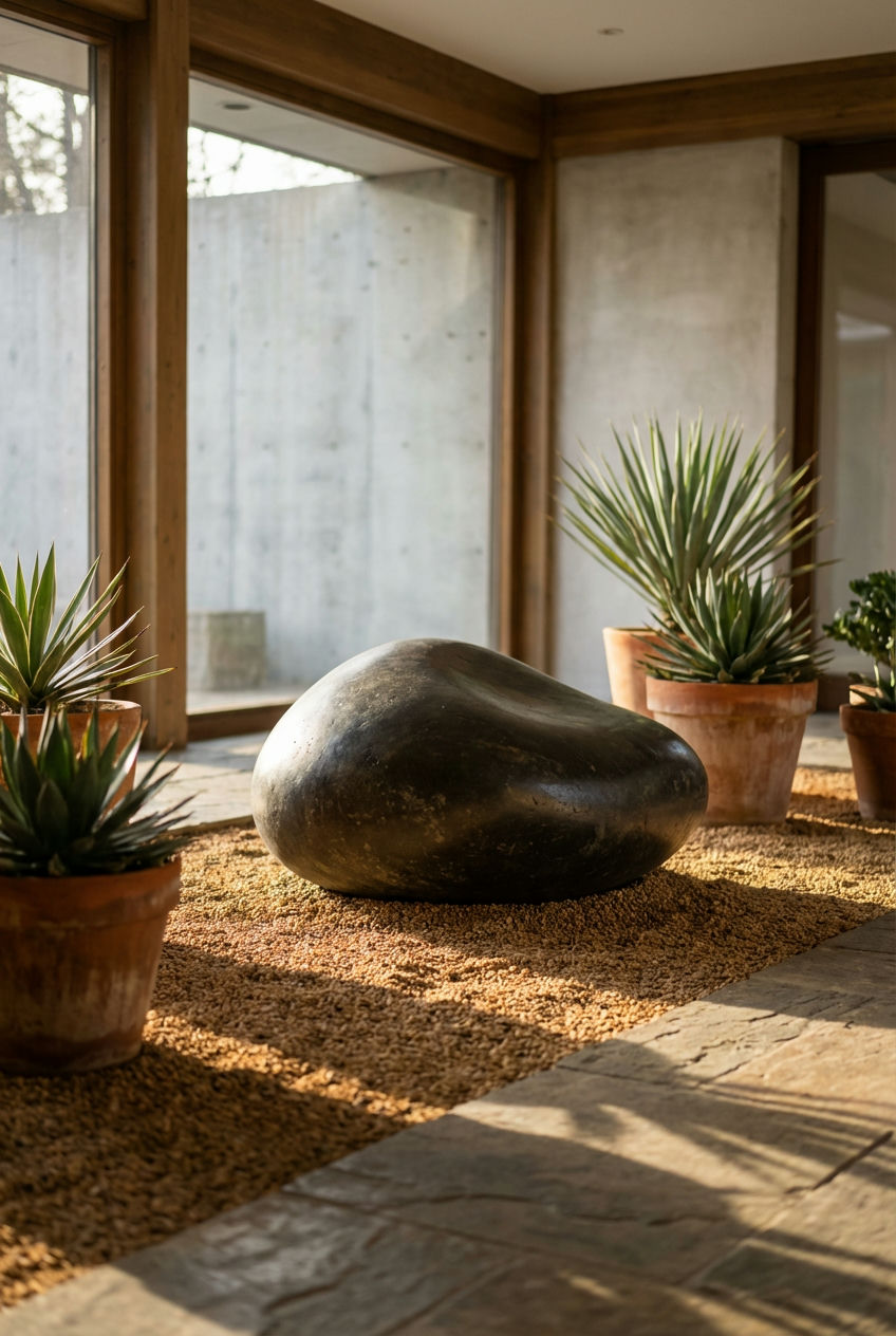 Sculptural Wood & Stone Features 1