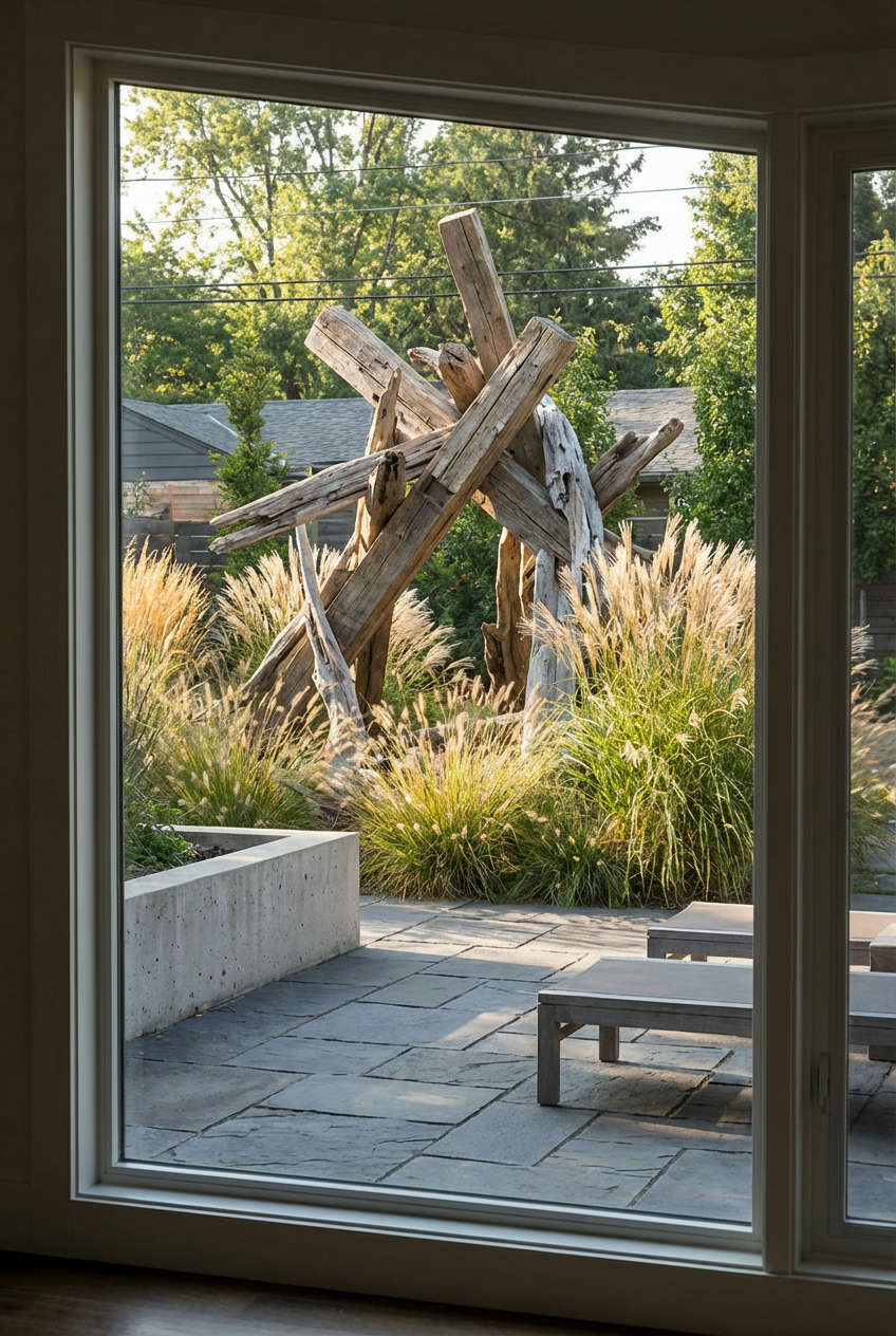 Sculptural Wood & Stone Features 2