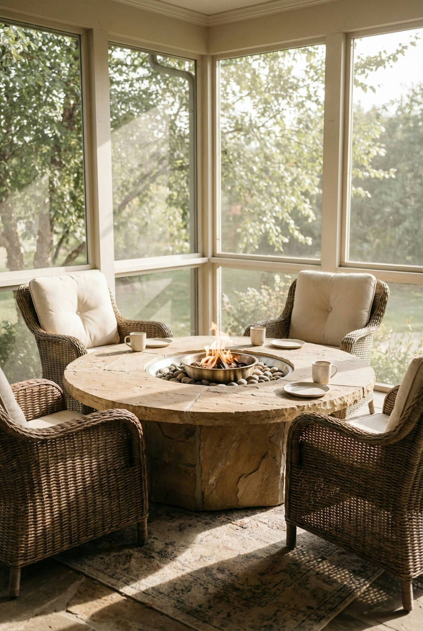 Fire Pit Table with Dining Area 2