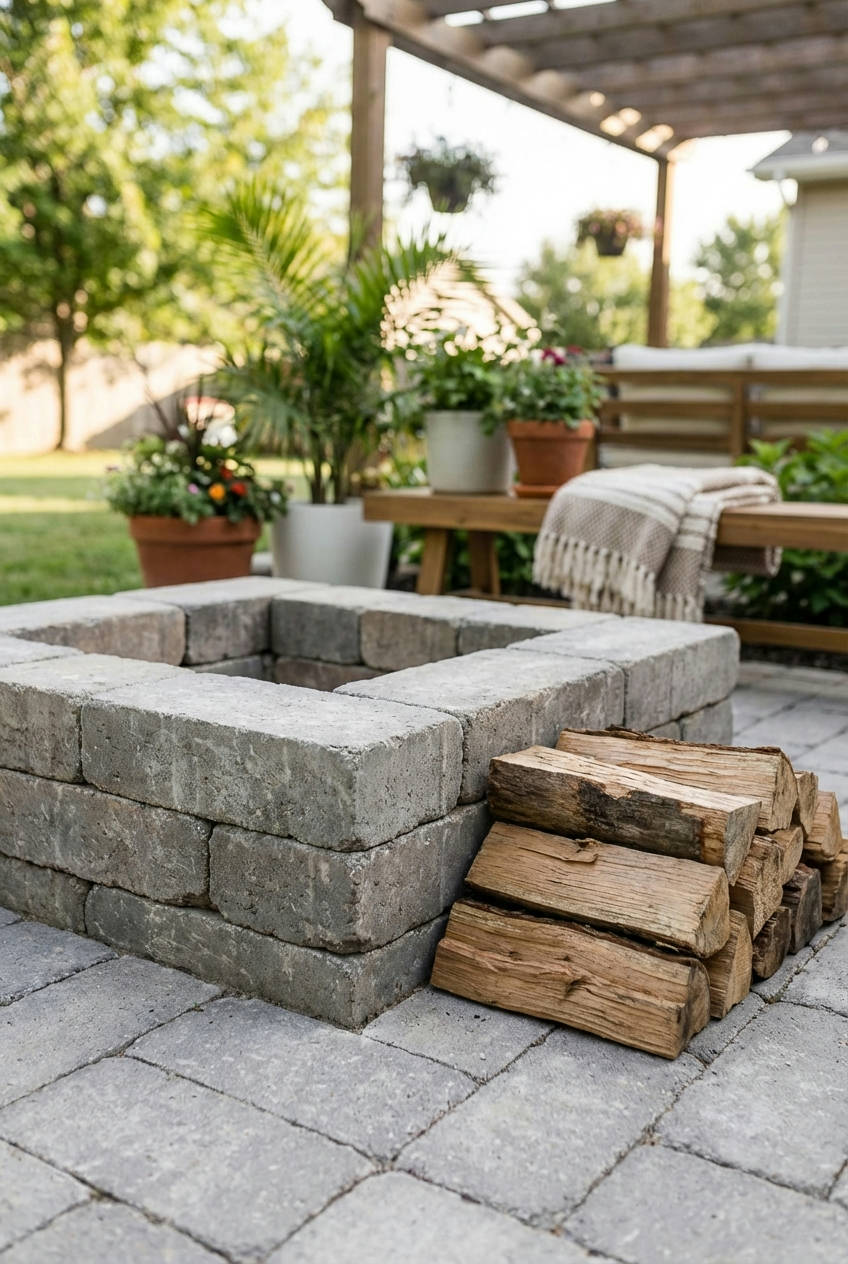 DIY Fire Pit from Pavers 2