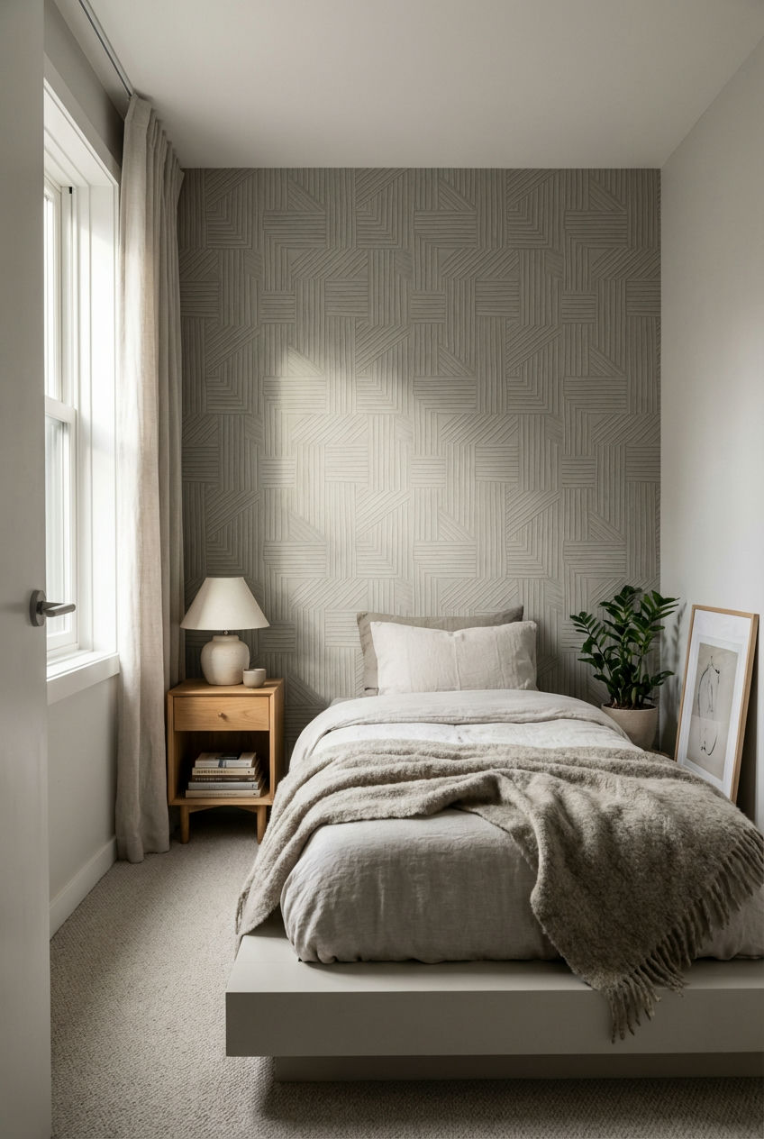 Accent-Wall-with-Textured-Wallpaper-2