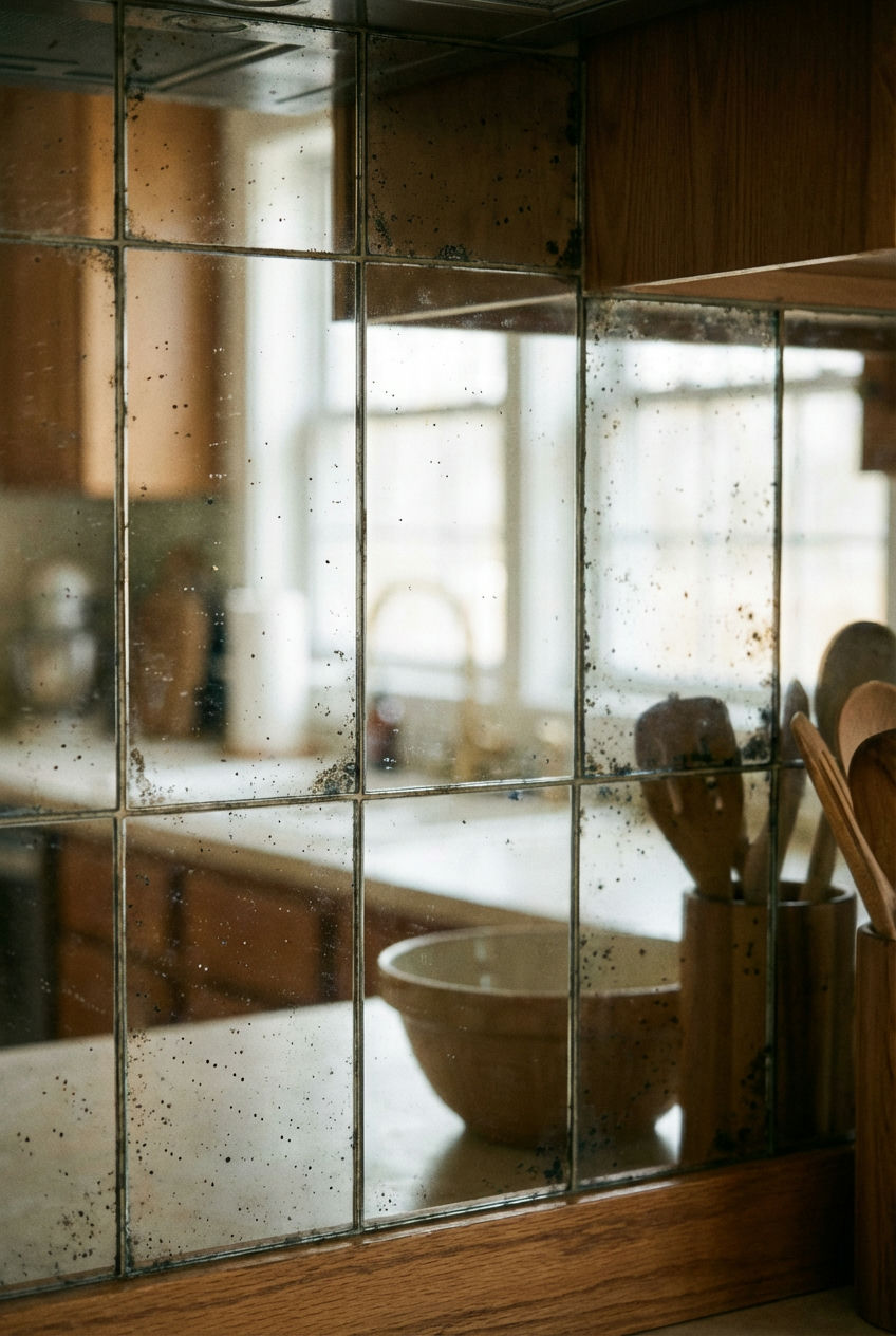 Antiqued Mirror Backsplash 2