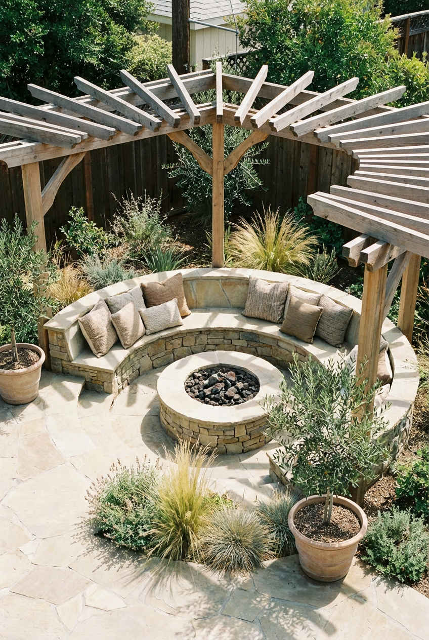Integrated Fire Pit Pergola 2