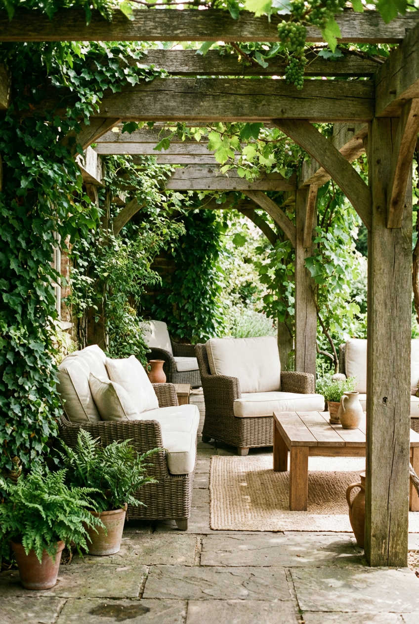 Rustic Wood Beam Pergola 1