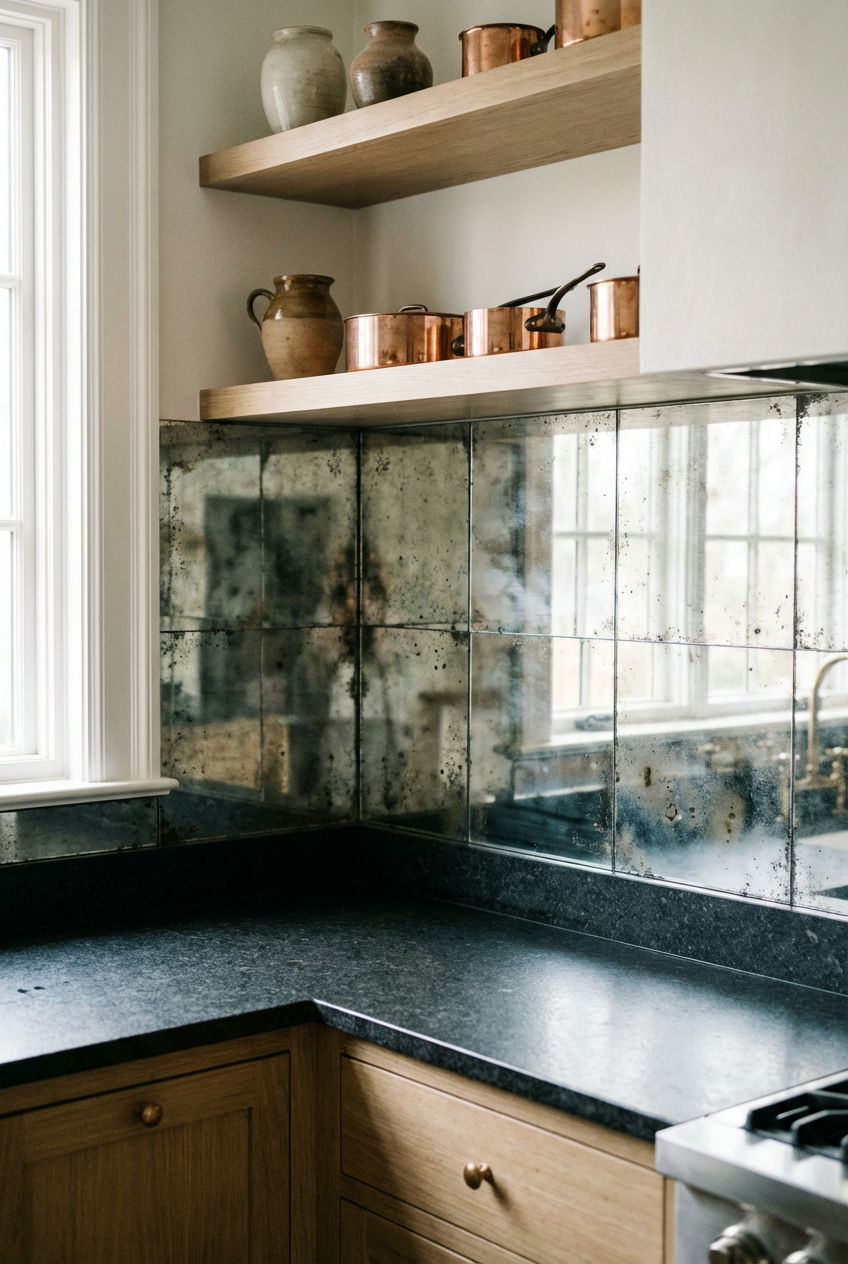 Antiqued Mirror Backsplash 1