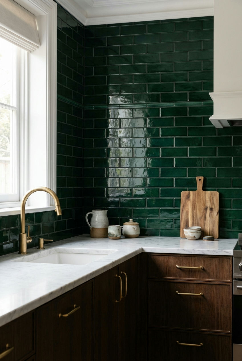 Dark Green Subway Tile 1