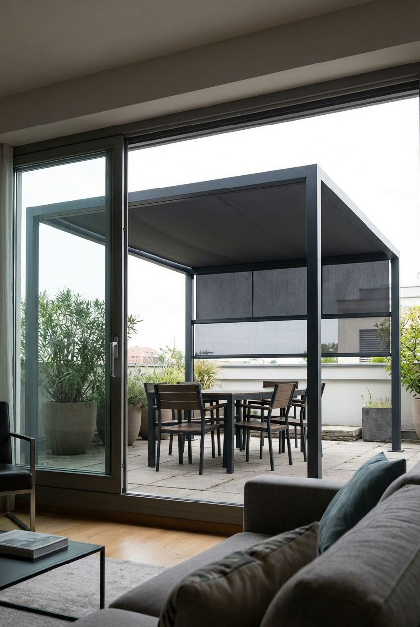 Pergola with Ret retractable Shades 2