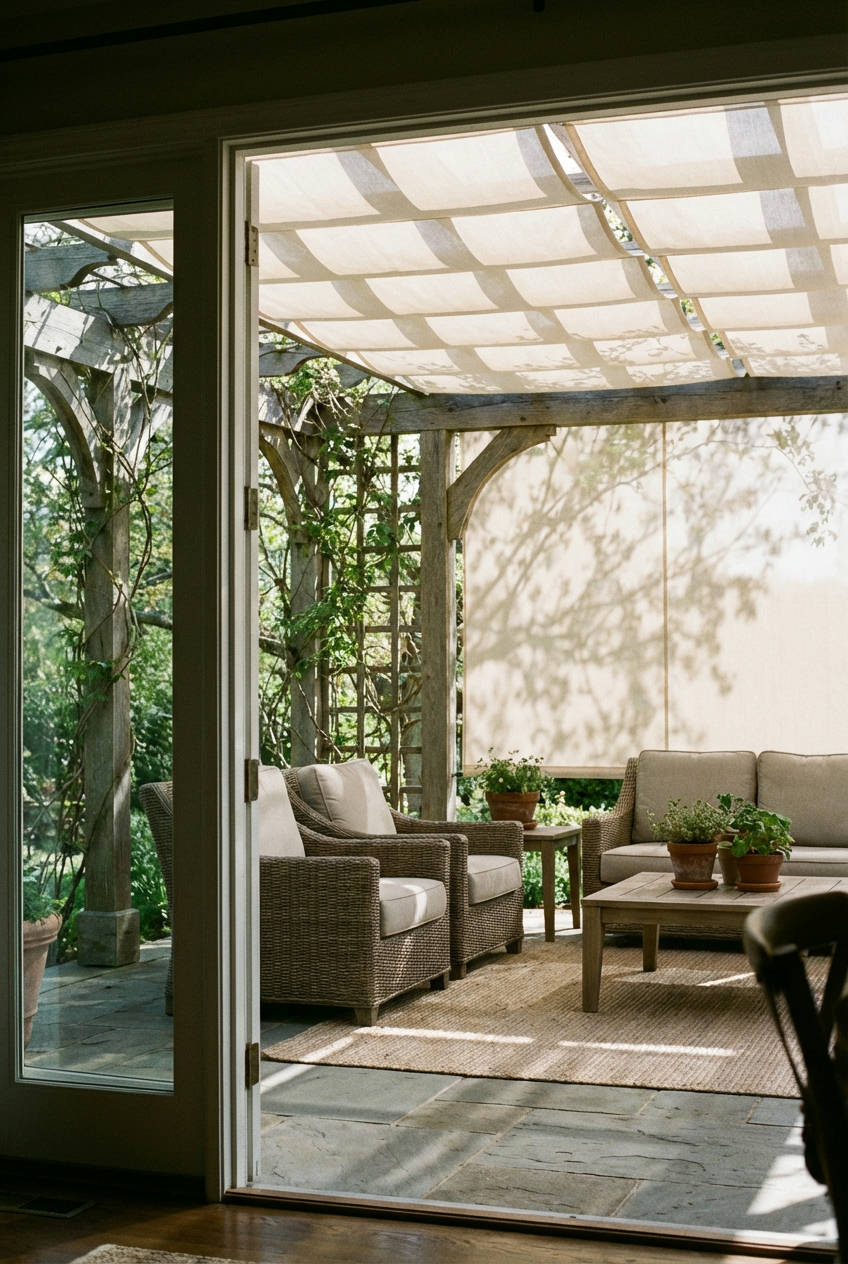 Pergola with Retractable Shades 1