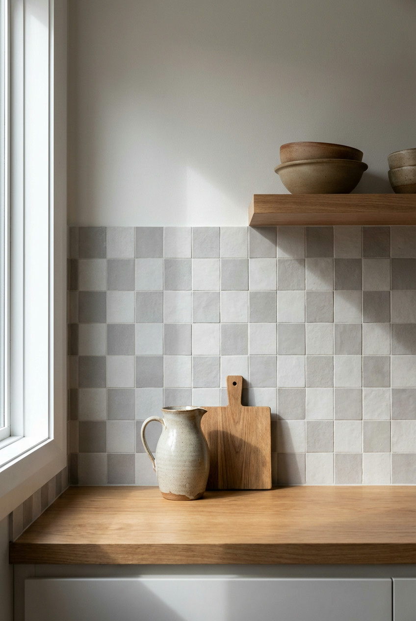 Checkerboard Tiled Backsplash 2
