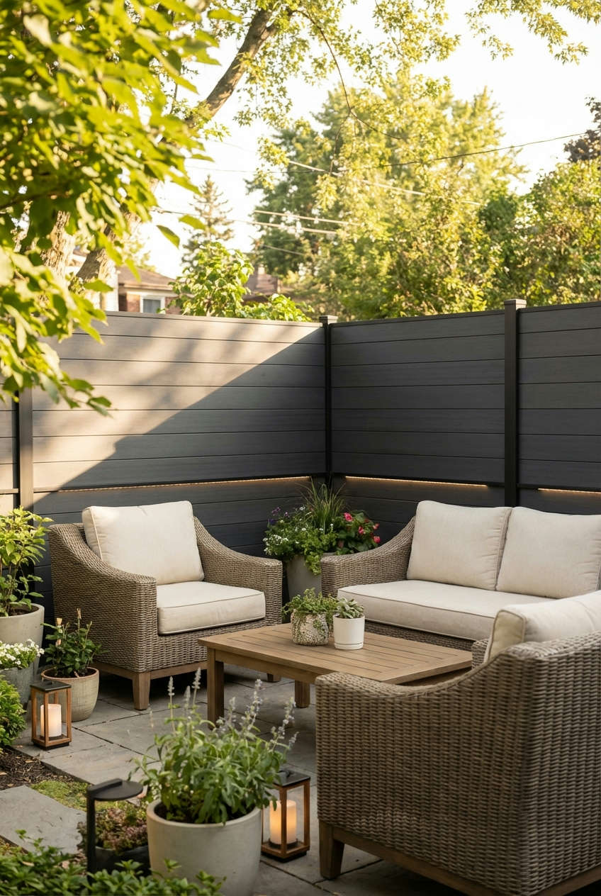 Chain Link with Privacy Slats Fence 2